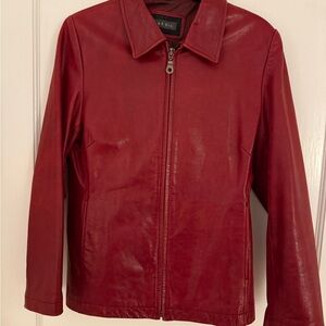 Elegant Red Leather Jacket